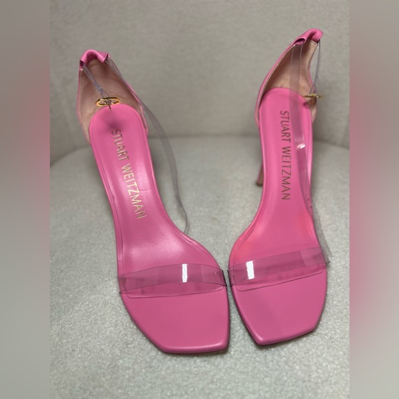 Stuart Weitzman Nudistcurve 100 Strap Sandal Pink PVC Size 10 worn once - Picture 3 of 5